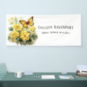 Chic Yellow Hydrangea Butterfly Brautparty Banner (Messe)