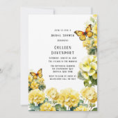 Chic Yellow Hydrangea Butterfly Brautparty Einladung (Vorderseite)