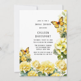 Chic Yellow Hydrangea Butterfly Brautparty Einladung