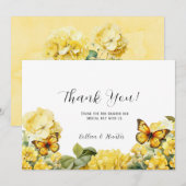 Chic Yellow Hydrangea Butterfly Danke Karten (Vorne/Hinten)