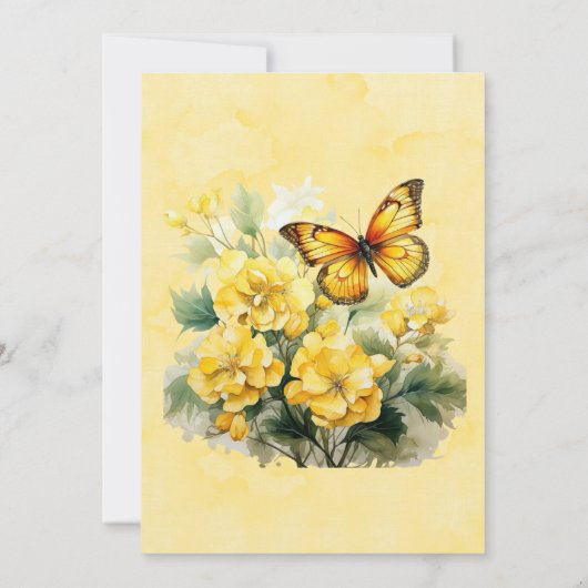 Chic Yellow Hydrangea Butterfly Wedding Einladung (Rückseite)