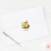 Chic Yellow Hydrangea Butterfly Wedding Runder Aufkleber (Umschlag)