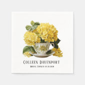 Chic Yellow Hydrangea Teacup Brautparty Serviette (Vorderseite)