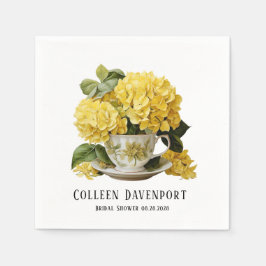 Chic Yellow Hydrangea Teacup Brautparty Serviette