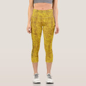 Chic Yellow Kariert Denim: Logos und Text personal Capri Leggings (Vorderseite)