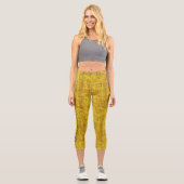 Chic Yellow Kariert Denim: Logos und Text personal Capri Leggings (Vorderseite)