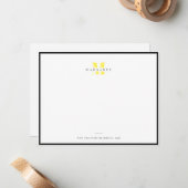 Chic Yellow Letter Simple Monogram Name Mitteilungskarte (Vorderseite/Rückseite Beispiel)