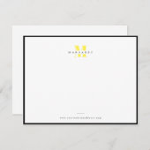 Chic Yellow Letter Simple Monogram Name Mitteilungskarte (Vorne/Hinten)