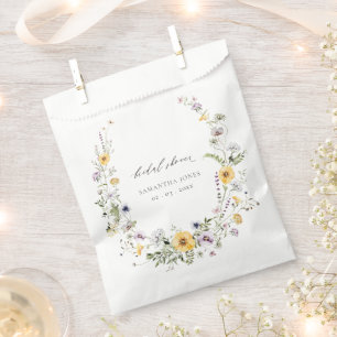 Chic Yellow Lilac Wildblume Wreath Brautparty Geschenktütchen