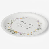Chic Yellow Lilac Wildblume Wreath Brautparty Pappteller (Schrägansicht)