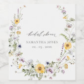 Chic Yellow Lilac Wildblume Wreath Brautparty Weinetikett (Einzelnes Label)