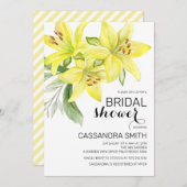 Chic Yellow Lily Floral Greenery Brautparty Einladung (Vorne/Hinten)