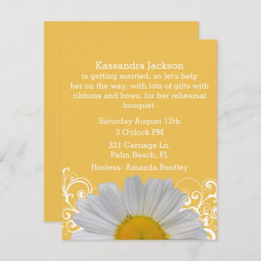 Chic Yellow mit Daisy Bridal Dusche Einladung (Vorne/Hinten)