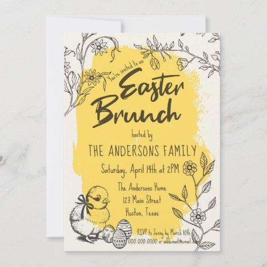 Chic Yellow Oaster Brunch Einladung (Vorderseite)
