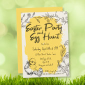 Chic Yellow Oaster Party & Ei Hunt Einladung