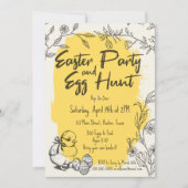 Chic Yellow Oaster Party & Ei Hunt Einladung (Vorderseite)