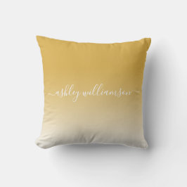 Chic Yellow Ochre White Ombre Effect Monogram Name Kissen