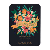 Chic Yellow Orange Florals Wedding Save the Date Magnet (Vertikal)