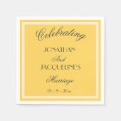 Chic Yellow Personalisiert Names Wedding Napkins Serviette (Vorderseite)