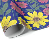 Chic Yellow Pink Daisis Blume Botanischer Garten Geschenkpapier (Rolleneckpunkt)