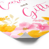 Chic yellow pink floral watercolor bridal sign poster (Ecke)