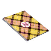 Chic Yellow Pink Kariert Tartan Monogram Script Na Notizblock (Rechte Seite)