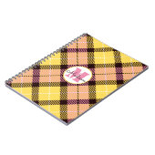 Chic Yellow Pink Kariert Tartan Monogram Script Na Notizblock (Linke Seite)
