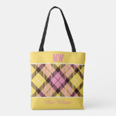 Chic Yellow Pink Kariert Tartan Personalisierter N Tasche (Rückseite)