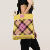 Chic Yellow Pink Kariert Tartan Personalisierter N Tasche (Von Nahem)