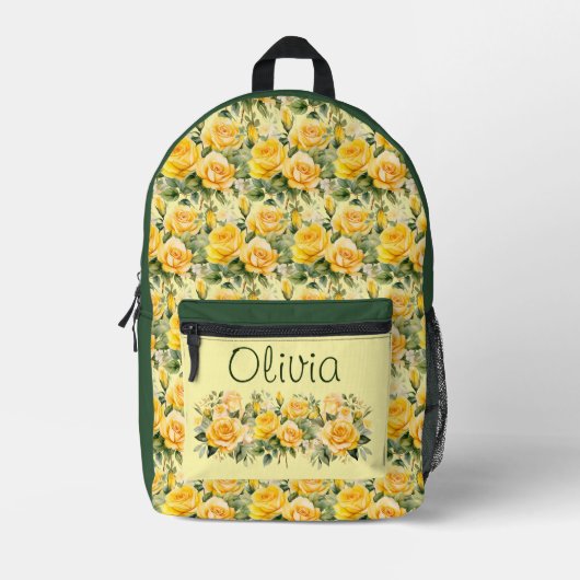 Chic Yellow Roses Bedruckter Rucksack (Vorderseite)