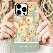 Chic Yellow Roses Individuelle Name Floral Case-Mate iPhone Hülle