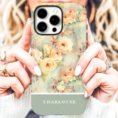Chic Yellow Roses Individuelle Name Floral Case-Mate iPhone Hülle
