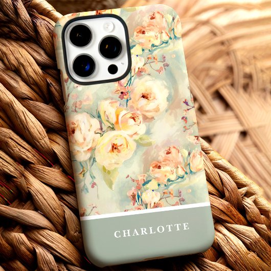 Chic Yellow Roses Individuelle Name Floral Case-Mate iPhone Hülle