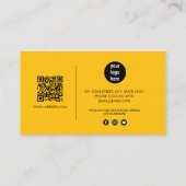 Chic Yellow Signature Script QR Code Social Media Visitenkarte (Rückseite)
