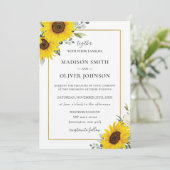 Chic Yellow Sonnenblume Blumen Gold Hochzeit Invit Einladung (Stehend Vorderseite)