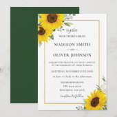 Chic Yellow Sonnenblume Blumen Gold Hochzeit Invit Einladung (Vorne/Hinten)