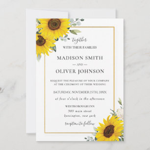 Chic Yellow Sonnenblume Blumen Gold Hochzeit Invit Einladung