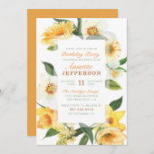 Chic Yellow Spring Anemones Floral Birthday Party Einladung (Vorne/Hinten)