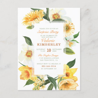 Chic Yellow Spring Daisies Blumenüberraschung Part Einladungspostkarte