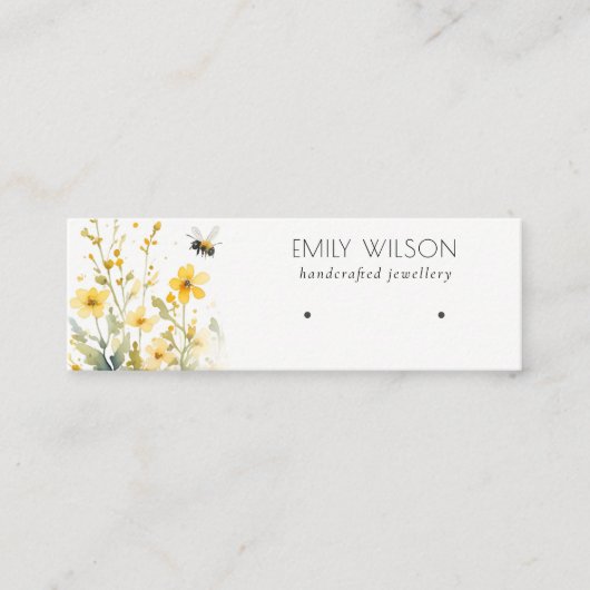 Chic Yellow Spring Wildblume Beerring Display Mini Visitenkarte (Vorderseite)