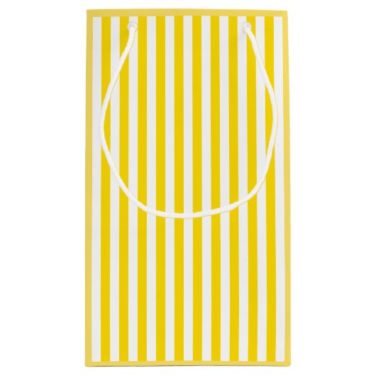 Chic Yellow Striping Template Elegant Modernes Kleine Geschenktüte (Rückseite)