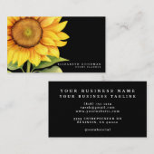 Chic Yellow Sunblumen Black Business Cards Visitenkarte (Vorne/Hinten)