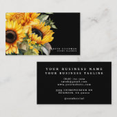 Chic Yellow Sunblumen Black Business Cards Visitenkarte (Vorne/Hinten)