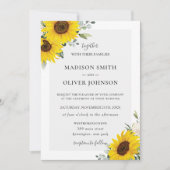 Chic Yellow Sunflower Blues Hochzeit Einladung (Vorderseite)