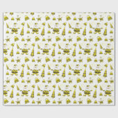 Chic Yellow Tartan Santa mit Taschen Geschenkpapier (Flach)