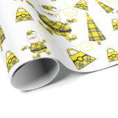 Chic Yellow Tartan Santa mit Taschen Geschenkpapier (Rolleneckpunkt)