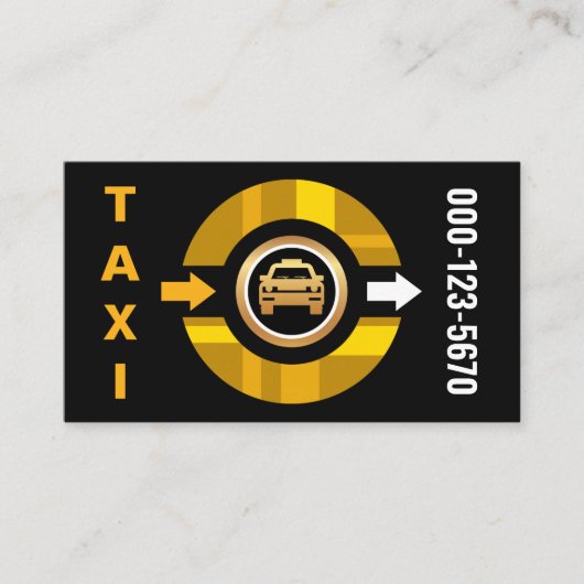Chic Yellow Taxi Wheel Cab Driver Visitenkarte (Vorderseite)