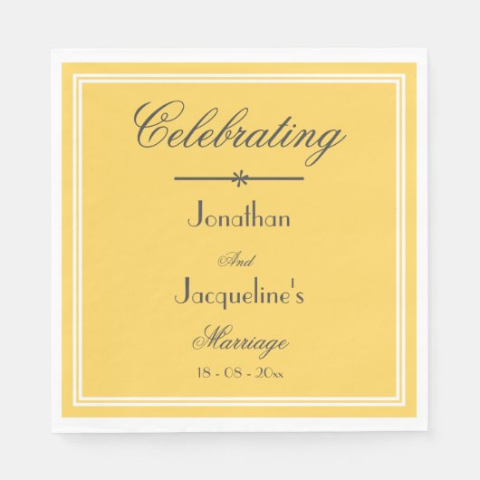 Chic Yellow Wedding Personalisiert Elegantes Lunch Serviette (Vorderseite)