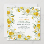 Chic Yellow White Daffodil Floral Geburtstag Einladung (Vorderseite)