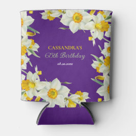 Chic Yellow White Daffodil Floral Lila Geburtstag Dosenkühler